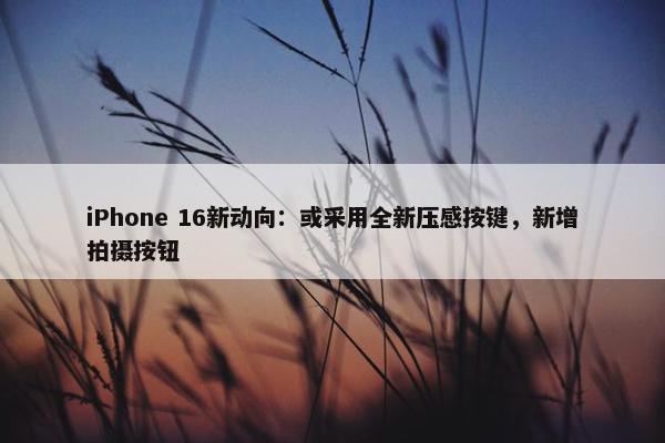 iPhone 16新动向：或采用全新压感按键，新增拍摄按钮