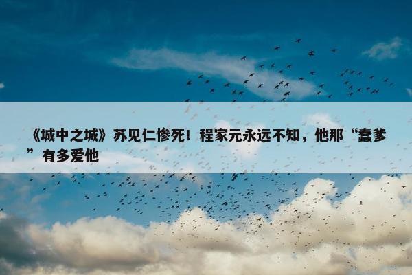 《城中之城》苏见仁惨死！程家元永远不知，他那“蠢爹”有多爱他