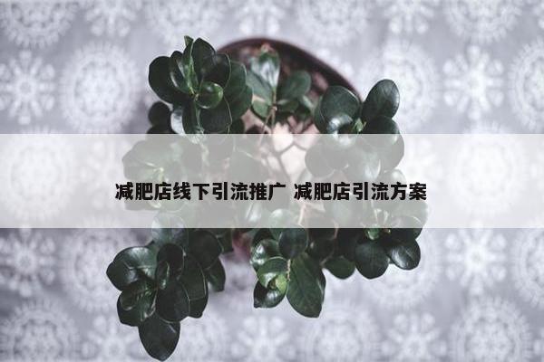 减肥店线下引流推广 减肥店引流方案