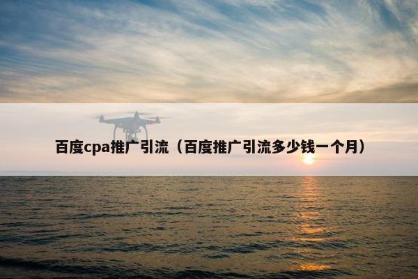 百度cpa推广引流（百度推广引流多少钱一个月）