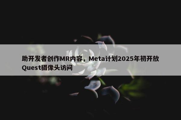 助开发者创作MR内容，Meta计划2025年初开放Quest摄像头访问